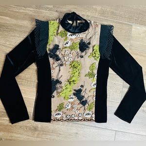 Lahive Embroidered Mesh Floral Blouse Women’s Size Small